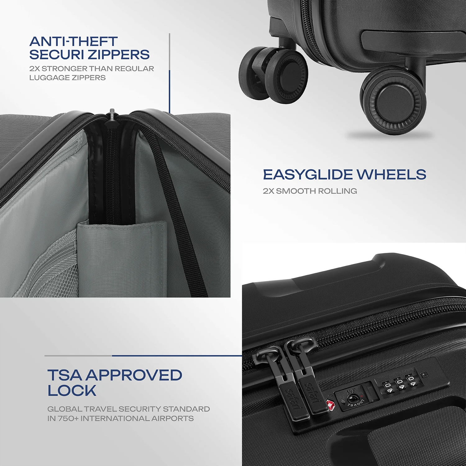 Safari Trunk Trolley Bag with Front Handle, TSA lock and Anti-Theft Zipper Gray