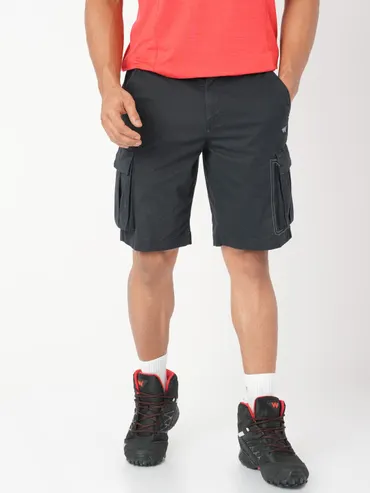 Men Solid 5-Pockets Cargo Shorts - Dark Grey