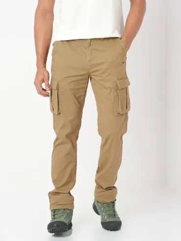 Men Solid 5-Pocket Cargo Pants -