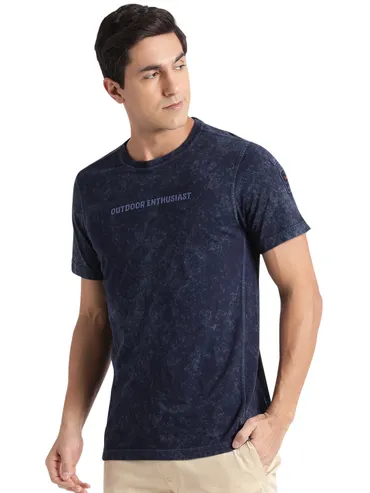 Men Indigo Crewneck T-shirt